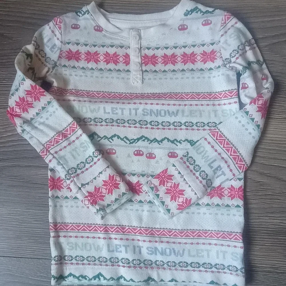Wondershop Toddler 3T Pajama Set Fair Isle Let It Snow Winter Gondola Pink Green